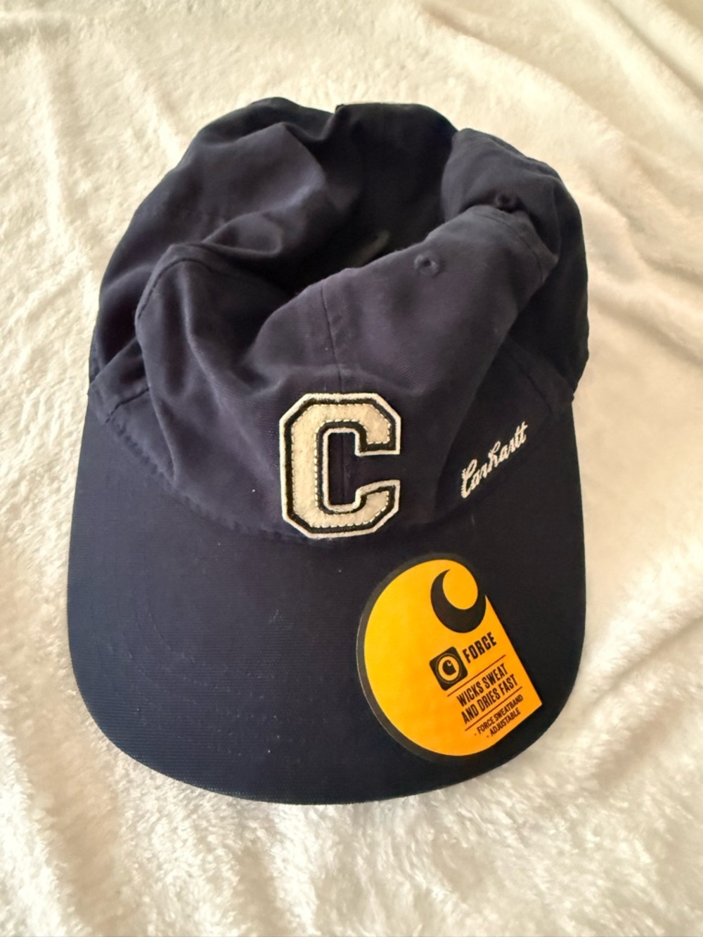 New Carhartt Navy Blue Force Hat  Baseball Ball cap Cotton Canvas C Patch